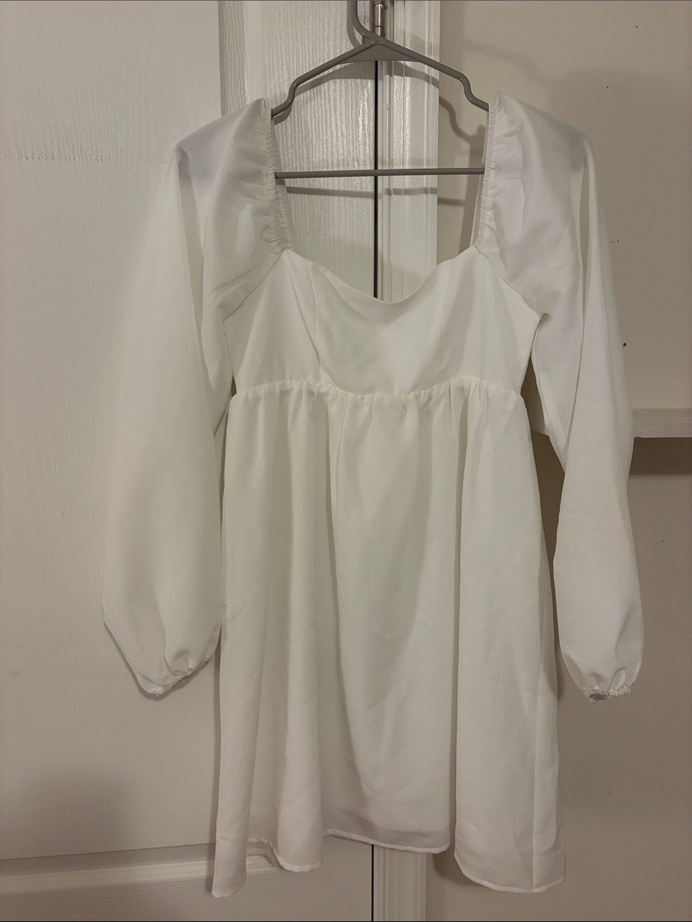 Altard State White Long Sleeve Babydoll Mini Dress